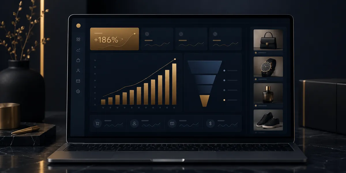 Karim & Co. e-commerce growth dashboard on a laptop